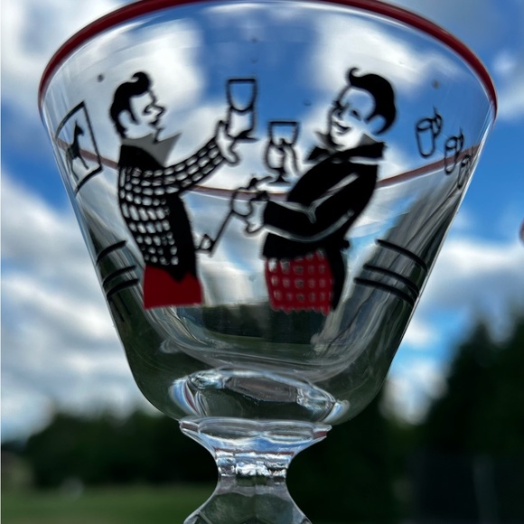 Vintage Libbey Pickwick Merrymaker Martini Glasses, Midcentury Equestrian Cockta - Picture 6 of 12